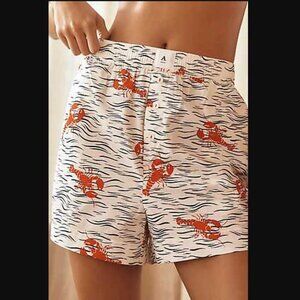 New S Anthropologie The Wren boxer shorts in Lobster print